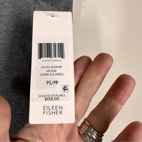 Eileen Fisher Heathered Organic Cotton Scoop Neck Dress PS - Picture 5 of 8